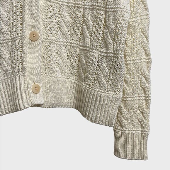 NWT Madewell Open Cable-Stitch Cardigan Sweater Women's Size M Bright Ivory - Picture 7 of 16